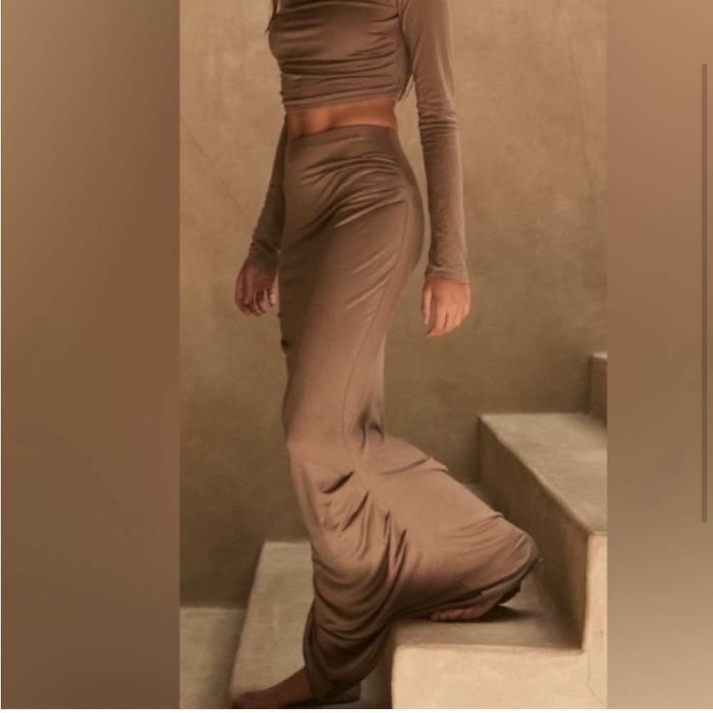 Free People Brown High-Waist Maxi Skirt Set